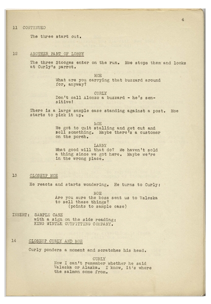 Moe Howard's 34pp. Script Dated October 1938 for The Three Stooges Film ''Saved by the Belle'' -- Very Good Condition